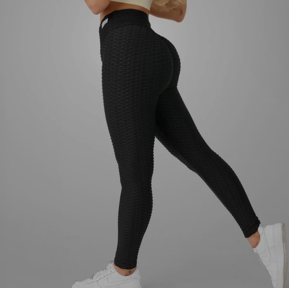 Boom Booty leggings, black honeycomb pattern, Size L